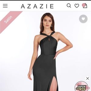 Azazie Elana Stretch Black Satin Size 2 Bridesmaids Dress